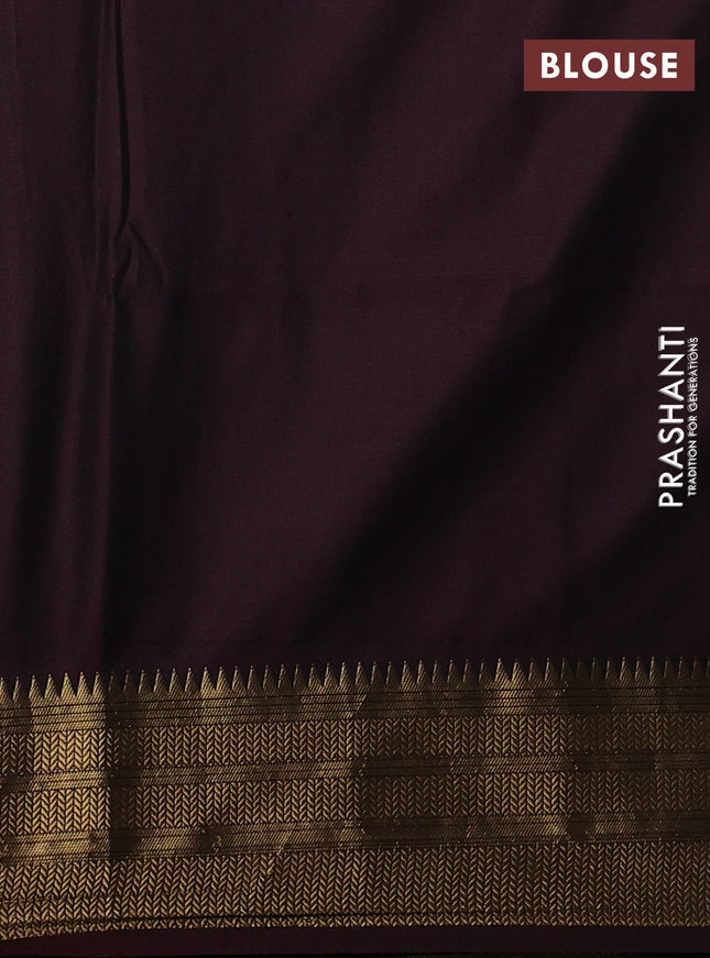 Semi soft silk saree grey and deep maroon with allover zari weaves & buttas and zari woven korvai border