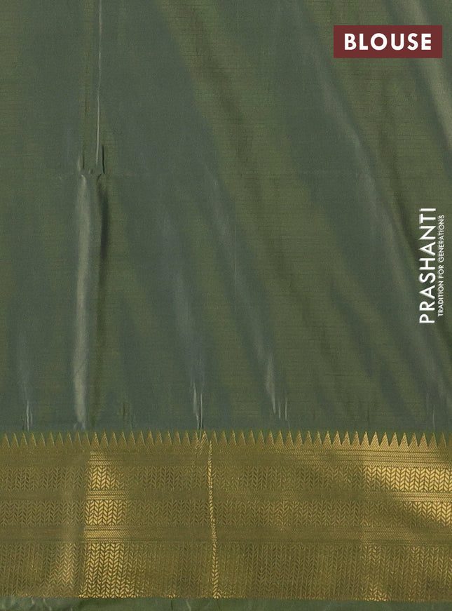 Semi soft silk saree grey and lime green with allover zari weaves & buttas and zari woven korvai border