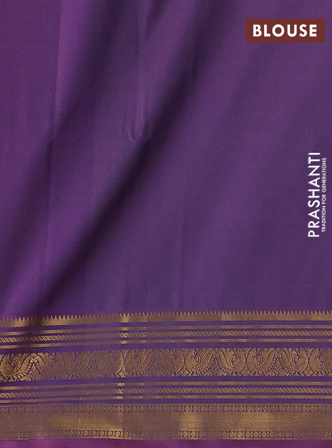 Semi soft silk saree teal green and peach pink with allover zari weaves & buttas and zari woven korvai border