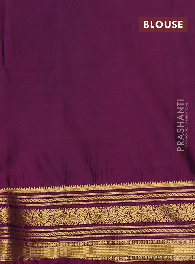 Semi soft silk saree navy blue and dark magenta pink with allover zari weaves & buttas and zari woven korvai border