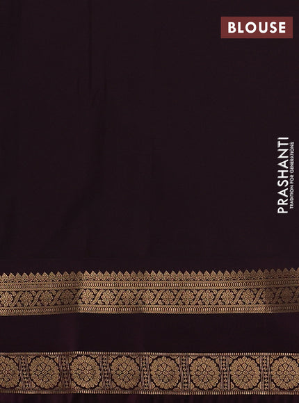 Semi soft silk saree dark mustard and coffee brown with allover zari woven buttas and zari woven korvai border