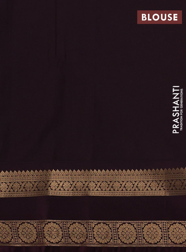 Semi soft silk saree dark mustard and coffee brown with allover zari woven buttas and zari woven korvai border