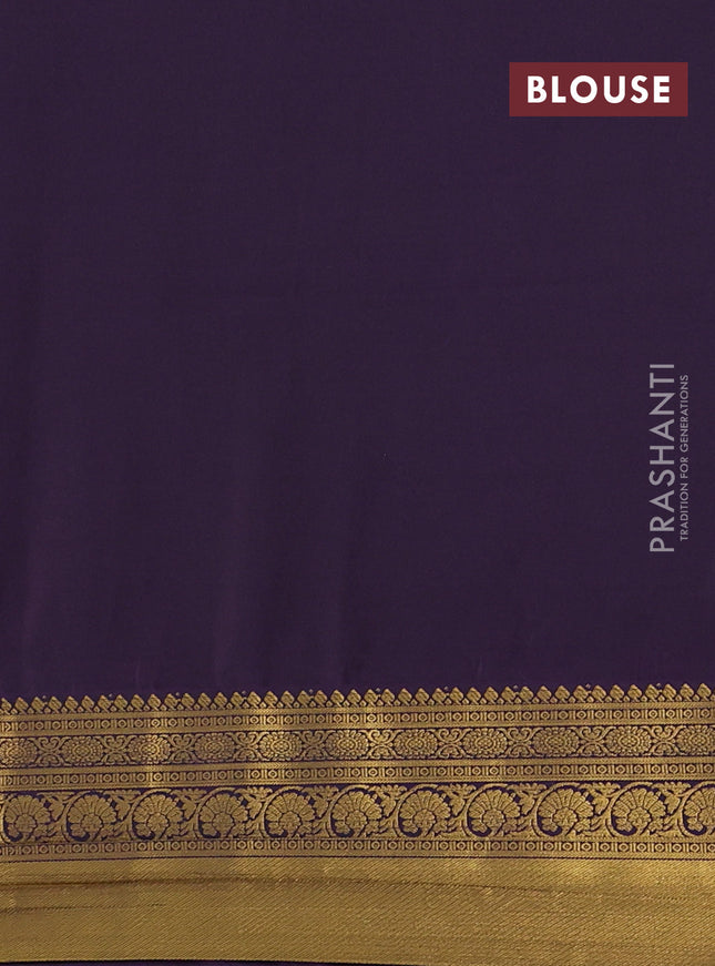 Semi soft silk saree green and violet with allover zari weaves & buttas and zari woven border