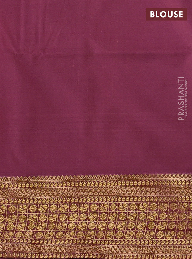 Semi soft silk saree peach pink and violet with allover zari weaves & buttas and zari woven border
