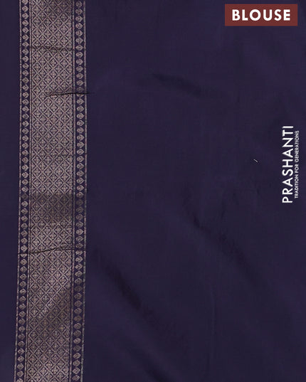 Pure banarasi silk saree blue with thread & zari woven floral buttas and zari woven border