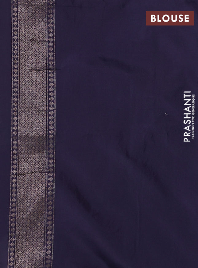 Pure banarasi silk saree blue with thread & zari woven floral buttas and zari woven border