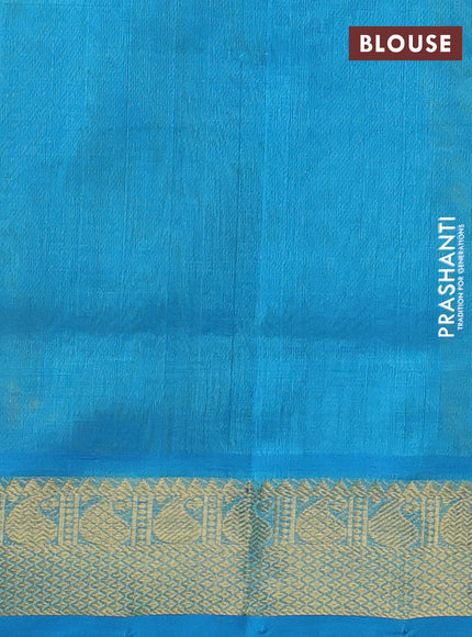 Silk cotton saree lime green and cs blue with zari woven buttas and zari woven border