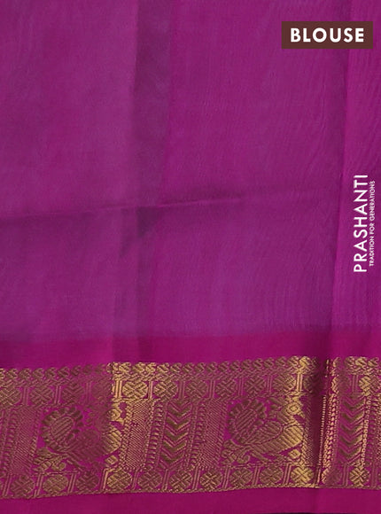 Silk cotton saree dual shade of green shade and pink with paisley zari woven buttas and zari woven border