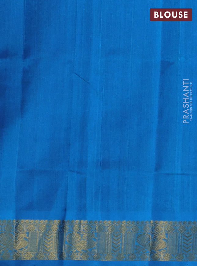 Silk cotton saree royal blue and cs blue with paisley zari woven buttas and zari woven border