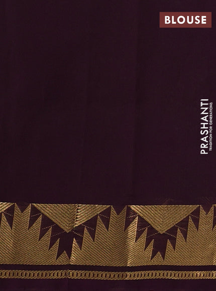 Silk cotton saree green and deep wine shade with allover zari lakshadeepam patten and rettapet zari woven border