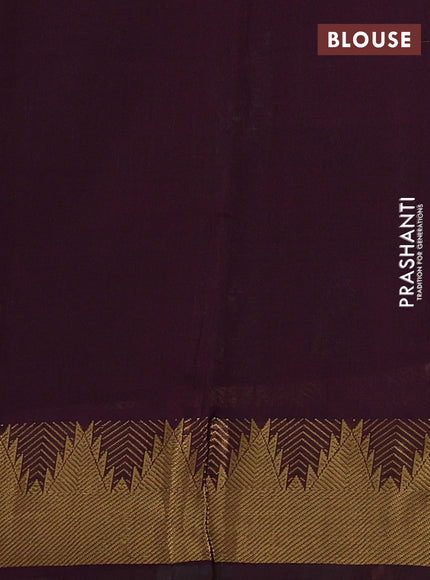 Silk cotton saree green and wine shade with allover paalum pazhamum checks & buttas and zari woven border