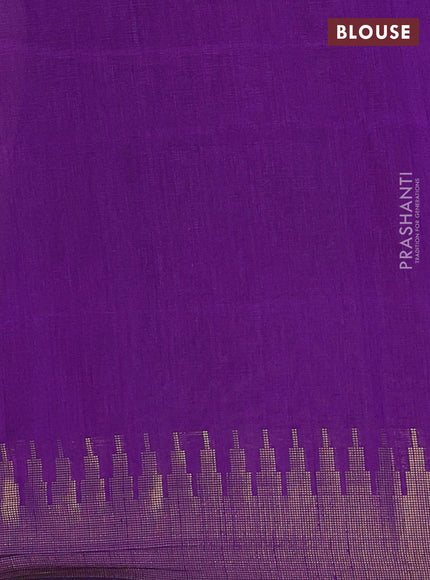 Semi dupion saree pastel peach and purple with allover zari weaves and temple zari woven border