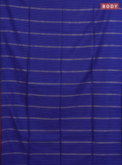 Semi dupion saree blue and pink with allover zari stripes pattern and zari woven border