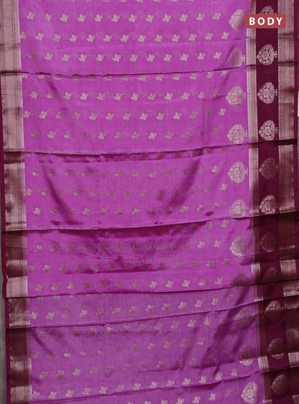 Banarasi warm silk saree lavender and wine shade with allover thread & zari woen buttas and zari woven border