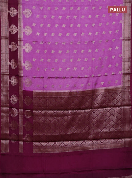 Banarasi warm silk saree lavender and wine shade with allover thread & zari woen buttas and zari woven border