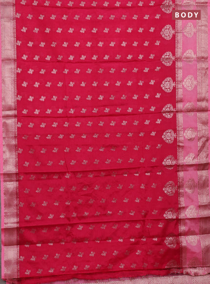 Banarasi warm silk saree pink and peach pink with allover thread & zari woen buttas and zari woven border