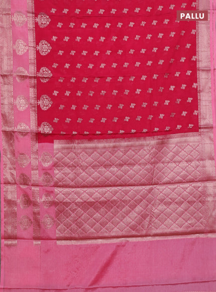 Banarasi warm silk saree pink and peach pink with allover thread & zari woen buttas and zari woven border