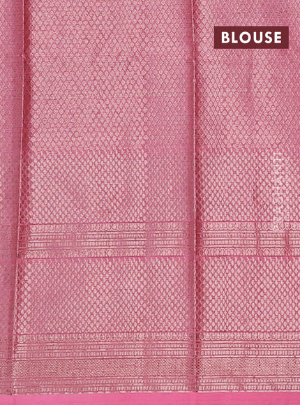 Banarasi warm silk saree pink and peach pink with allover thread & zari woen buttas and zari woven border
