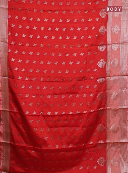 Banarasi warm silk saree orange and peach orange with allover thread & zari woen buttas and zari woven border