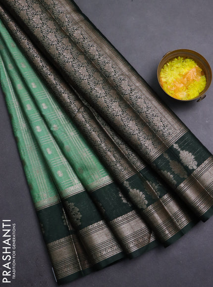 Banarasi warm silk saree light green and green with allover zari checks & buttas and zari woven border