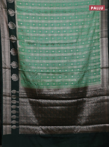 Banarasi warm silk saree light green and green with allover zari checks & buttas and zari woven border