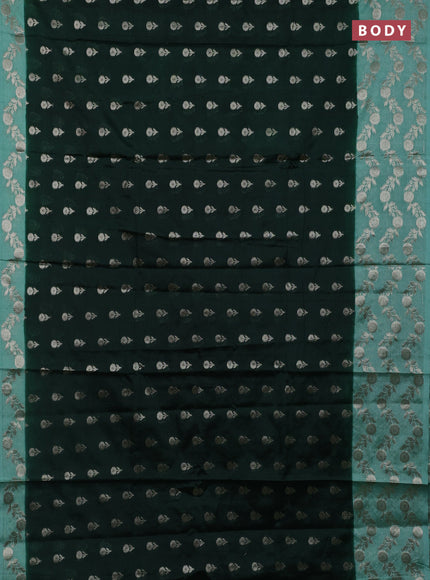 Banarasi warm silk saree bottle green and pastel green with allover thread & zari woven buttas and zari woven border