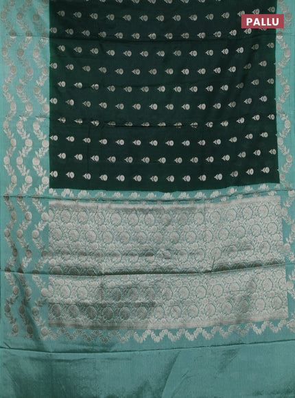 Banarasi warm silk saree bottle green and pastel green with allover thread & zari woven buttas and zari woven border
