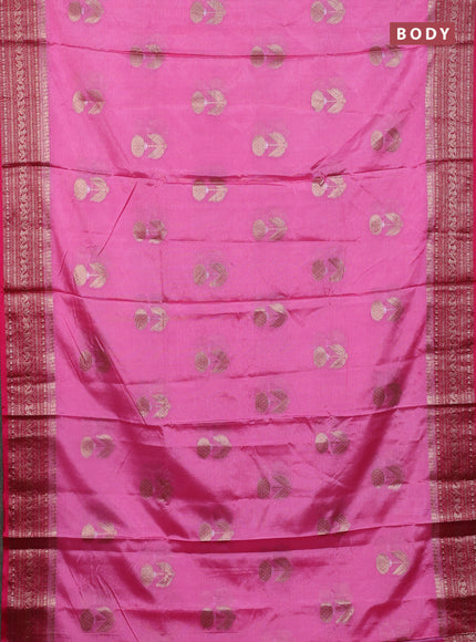 Banarasi warm silk saree light pink and pink with thread & zari woven buttas and zari woven border
