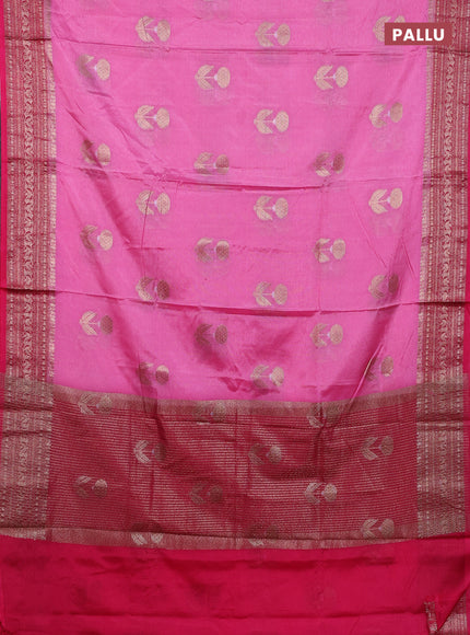Banarasi warm silk saree light pink and pink with thread & zari woven buttas and zari woven border
