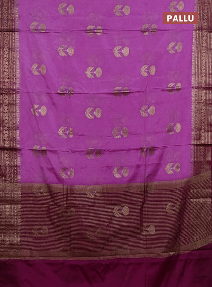 Banarasi warm silk saree lavender and wine shade with thread & zari woven buttas and zari woven border
