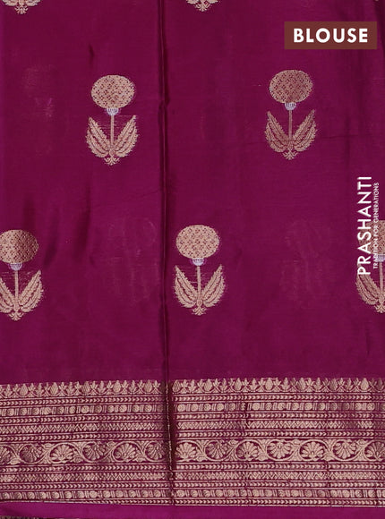 Banarasi warm silk saree lavender and wine shade with thread & zari woven buttas and zari woven border
