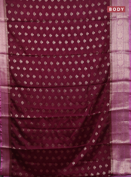 Banarasi warm silk saree deep maroon and mauve pink with allover thread & zari woven buttas and zari woven border