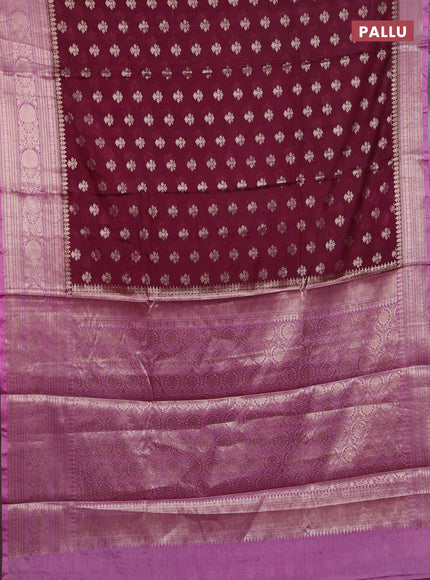Banarasi warm silk saree deep maroon and mauve pink with allover thread & zari woven buttas and zari woven border