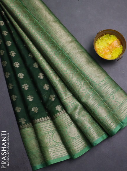 Banarasi warm silk saree bottle green and pastel green with allover thread & zari woven buttas and zari woven border
