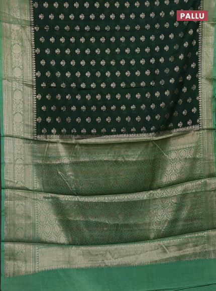 Banarasi warm silk saree bottle green and pastel green with allover thread & zari woven buttas and zari woven border