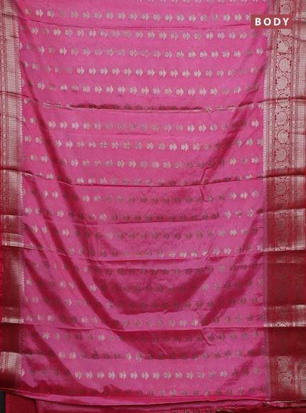 Banarasi warm silk saree light pink and red with allover thread & zari woven buttas and zari woven border