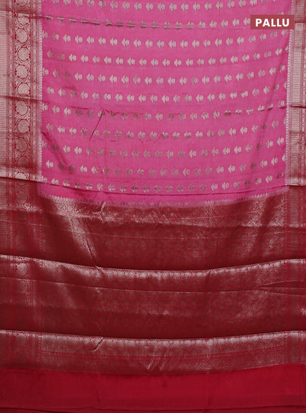 Banarasi warm silk saree light pink and red with allover thread & zari woven buttas and zari woven border