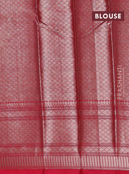 Banarasi warm silk saree light pink and red with allover thread & zari woven buttas and zari woven border