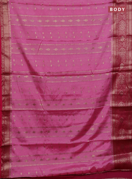 Banarasi warm silk saree light pink and pink with allover thread & zari weaves pattern and zari woven border
