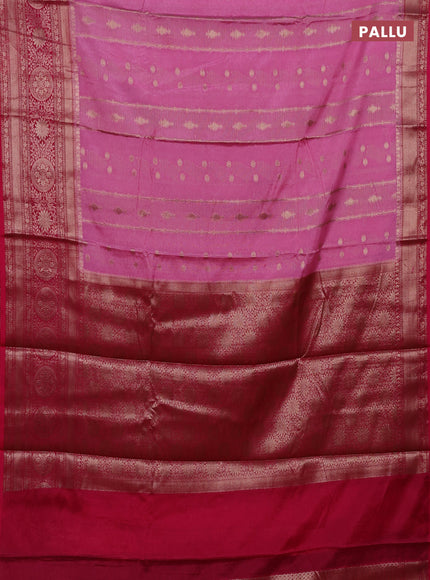 Banarasi warm silk saree light pink and pink with allover thread & zari weaves pattern and zari woven border