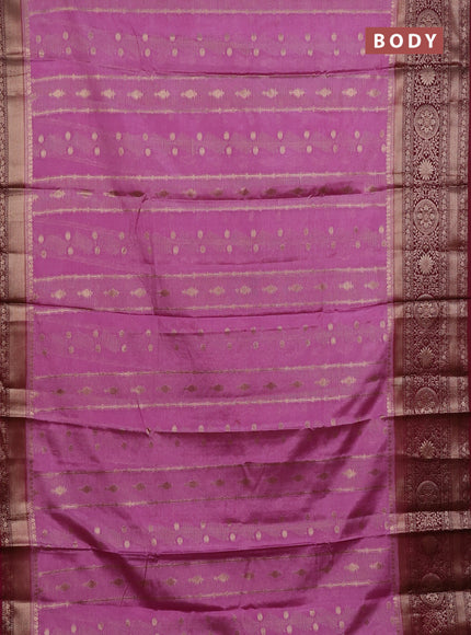 Banarasi warm silk saree pastel purple and deep wine shade with allover thread & zari weaves pattern and zari woven border