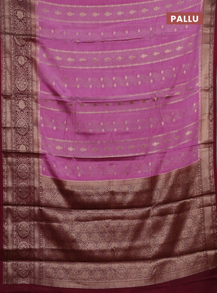 Banarasi warm silk saree pastel purple and deep wine shade with allover thread & zari weaves pattern and zari woven border