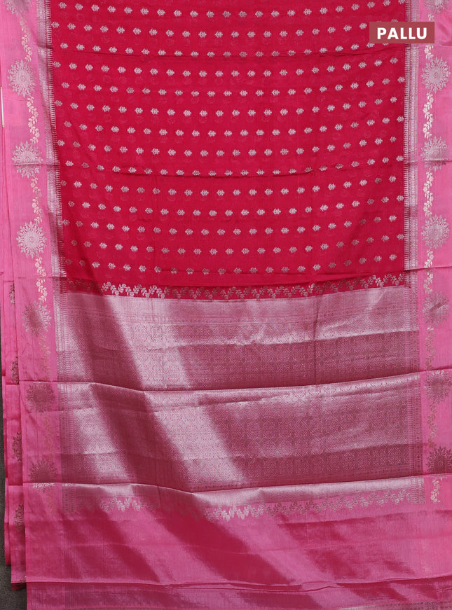 Banarasi warm silk saree pink and light pink with allover thread & zari woven buttas and zari woven border