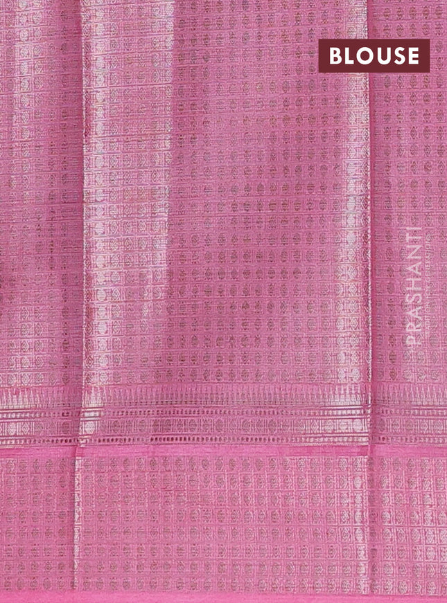 Banarasi warm silk saree pink and light pink with allover thread & zari woven buttas and zari woven border
