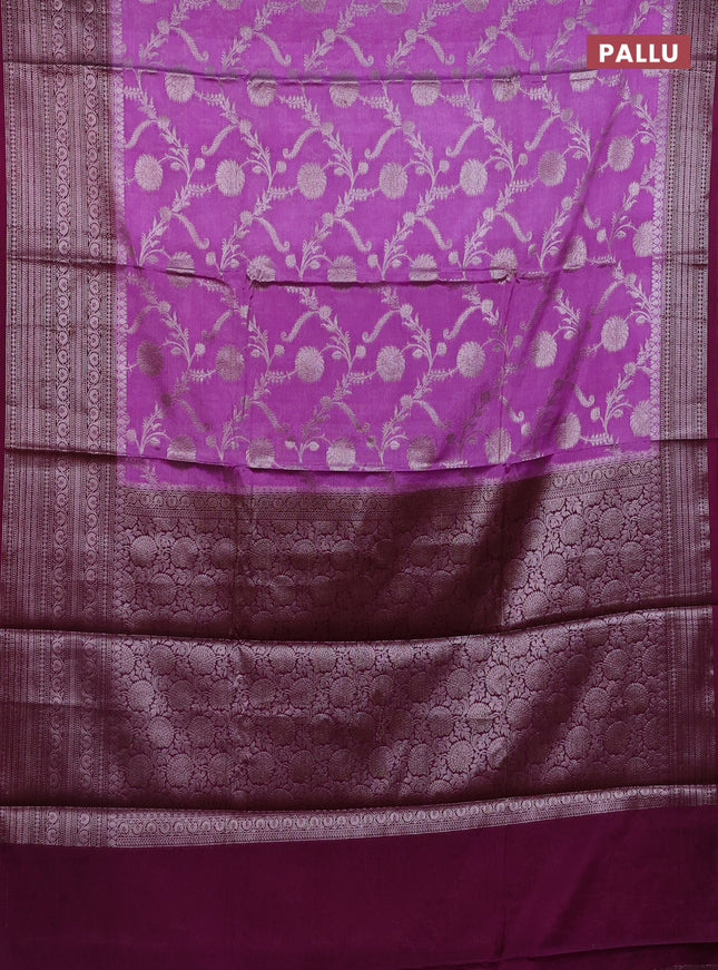 Banarasi warm silk saree pastel purple and wine shade with allover thread & zari weaves pattern and zari woven border