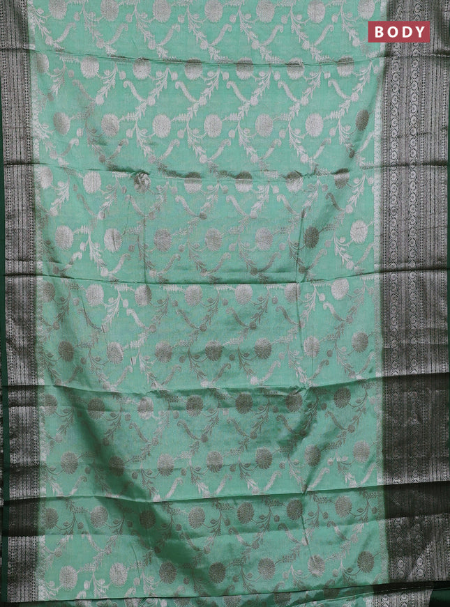 Banarasi warm silk saree pastel green and green with allover thread & zari weaves pattern and zari woven border