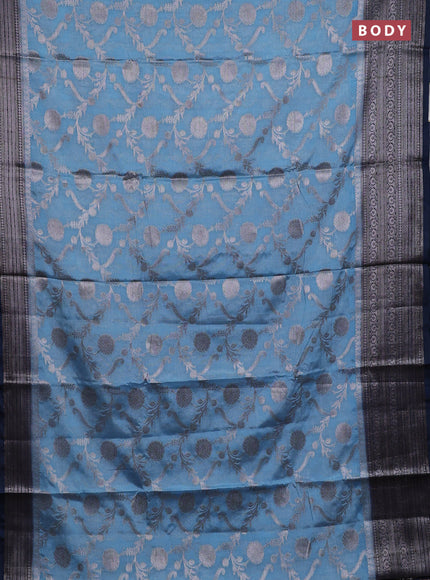 Banarasi warm silk saree pastel blue and peacock blue with allover thread & zari weaves pattern and zari woven border