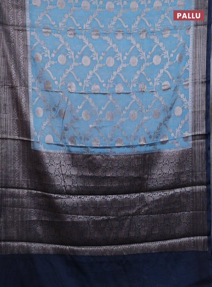 Banarasi warm silk saree pastel blue and peacock blue with allover thread & zari weaves pattern and zari woven border
