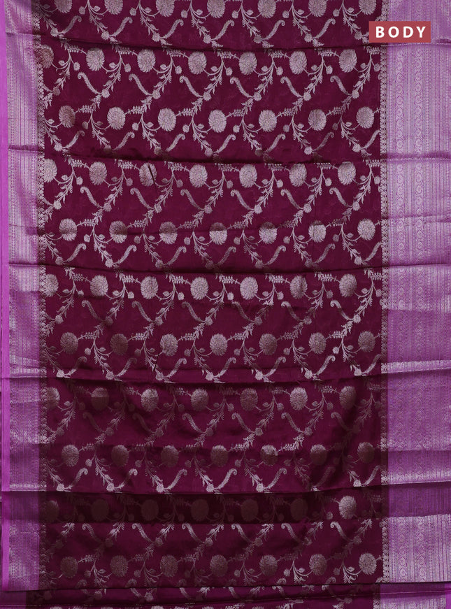 Banarasi warm silk saree deep purple and lavender with allover thread & zari weaves pattern and zari woven border