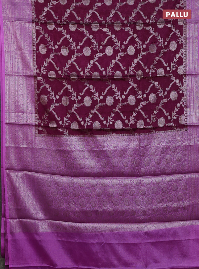 Banarasi warm silk saree deep purple and lavender with allover thread & zari weaves pattern and zari woven border
